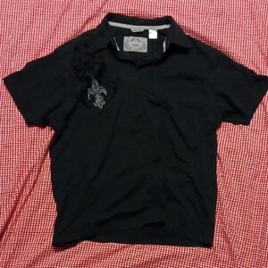 Elegant Black Polo Shirt with Embroidered Design